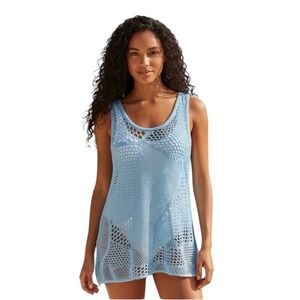 Eight Eight Eight Crochet‎ Cover Up Beach Swim Pool Resort Blue Size M